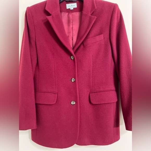 L.L. BEAN Women’s VINTAGE Wool Cashmere Red Jacket Blazer Made in USA Size 10 - Picture 6 of 11